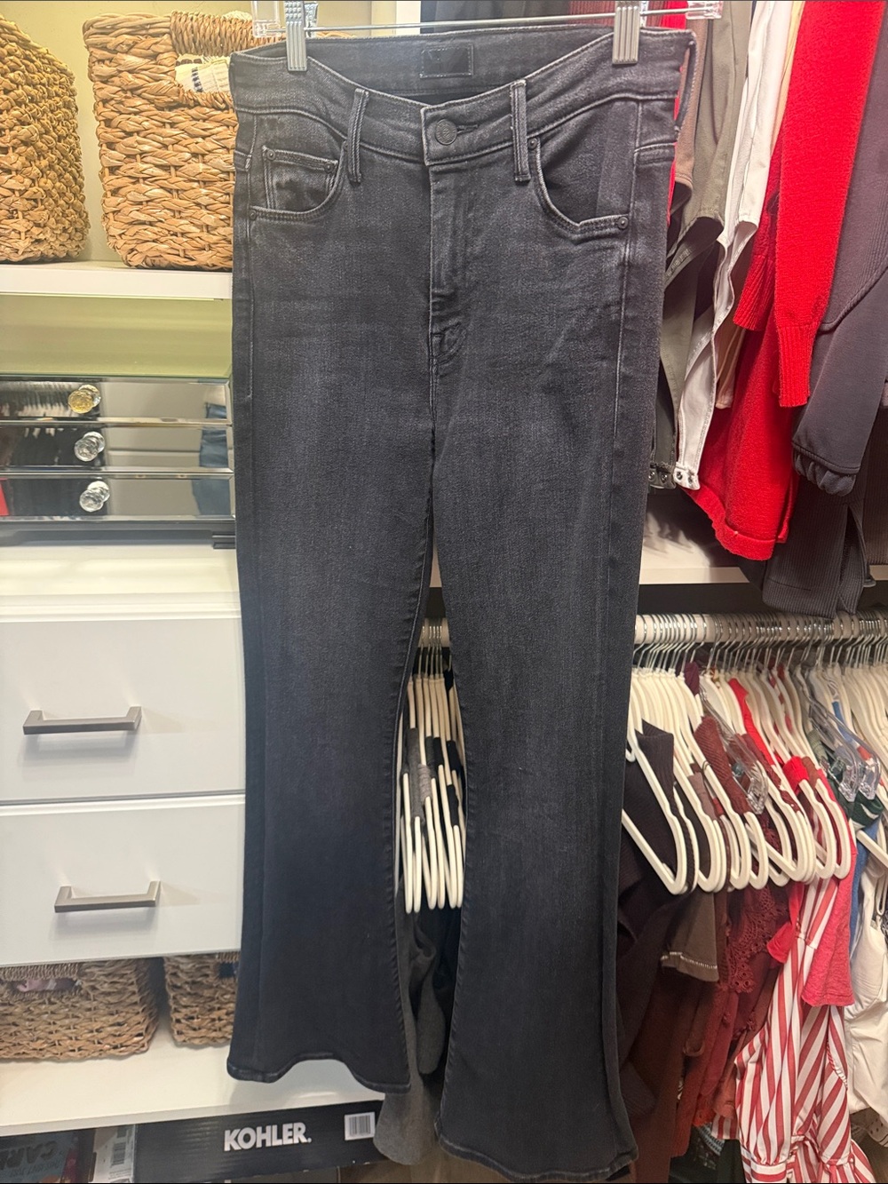 MOTHER Black High-Rise Flare Jeans 26
